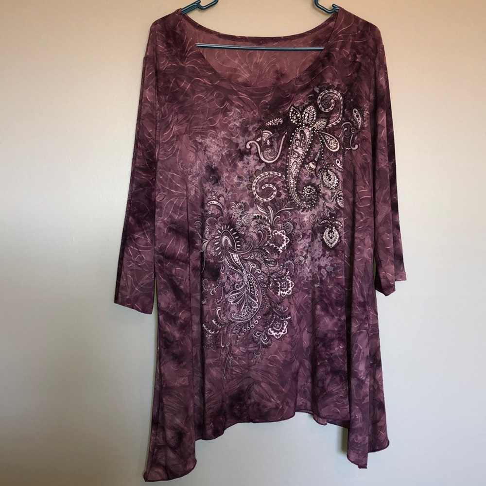 Purple and sparkly design long sleeve blouse